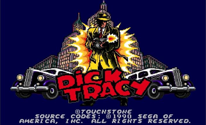 Tela Inicial do jogo Dick Tracy para Mega Drive